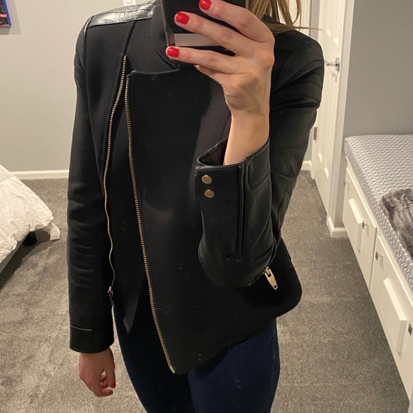 Zara Black and Gold Leather Combo Jacket - Small - Picture 3 of 6